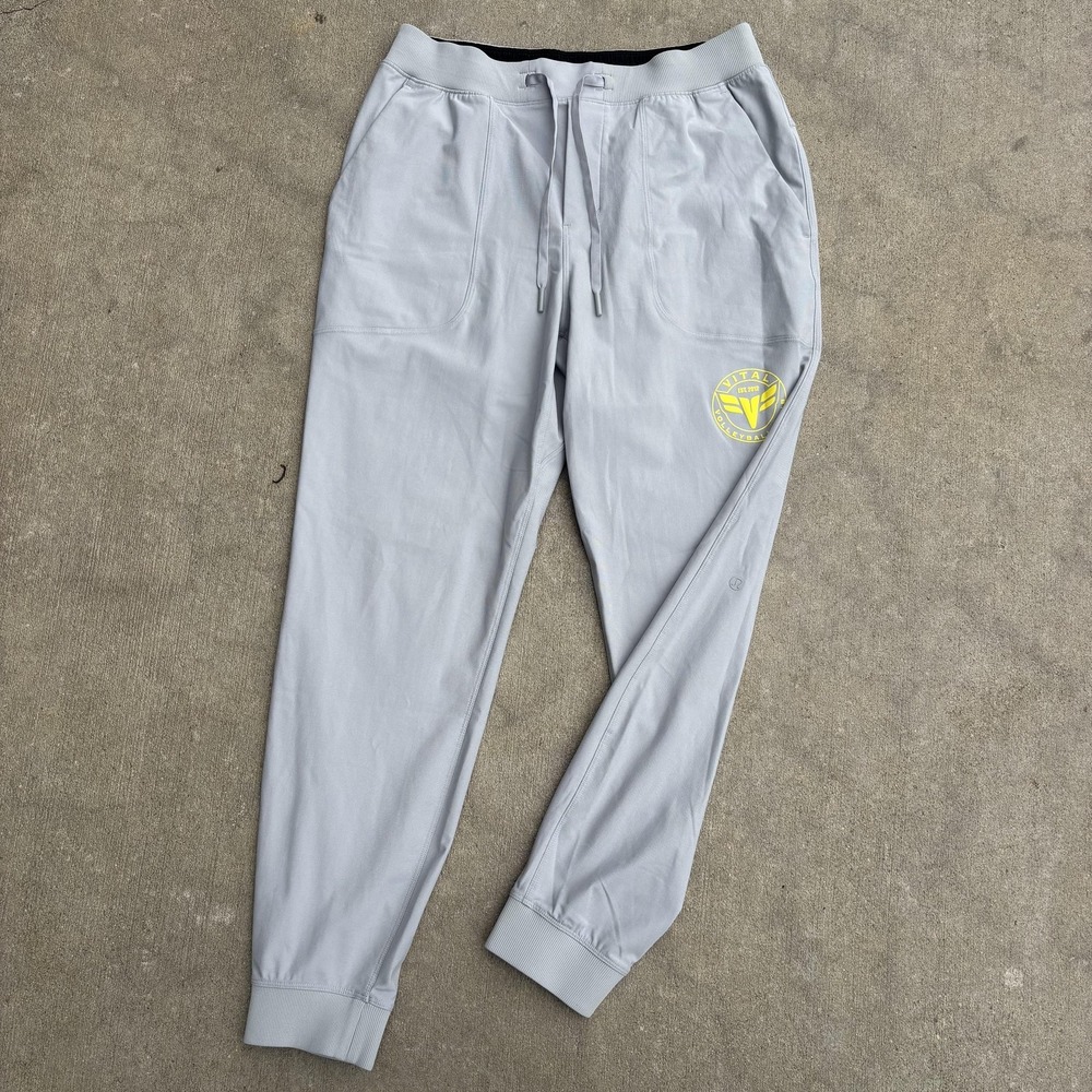 Lululemon‎ Jogger Pants Mens Medium Gray Woven Elastic Waist Active Running